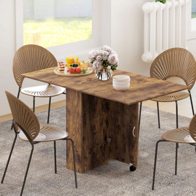 Homcom Unisex Brown 80-140 Cm Folding Dining Table For 4-6 Drop Leaf Table Rustic - Image 7