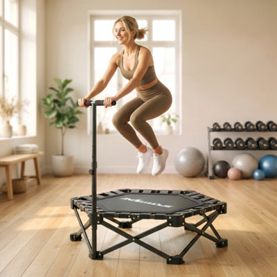 Sportnow Unisex Black 42" Foldable Mini Trampoline With 3-Level Adjustable Handle, - Image 5