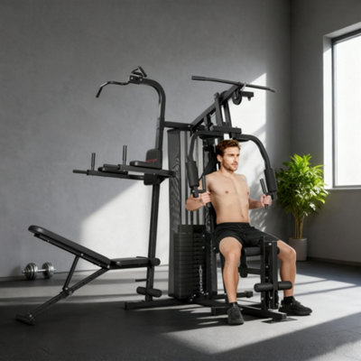 Sportnow Black All-In-One Home Gym Machine, Multifunctional Power Cage, - Image 5