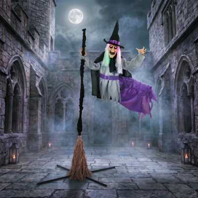 Rackhams Light/Black/Grey 200Cm Life Size Animated Witch, Scary Halloween Animatronic Decor - Image 7