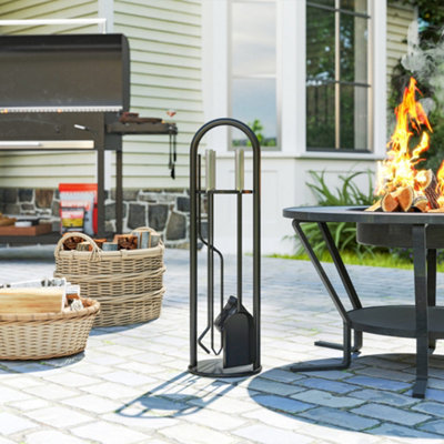 B&Q -  5 Pcs Fireplace Companion SetMetal Fireside Companion SetSilver