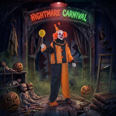 HOMCOM 190 cm Life Size Animated Clown Halloween Decorations Outdoor Indoor - Image 7