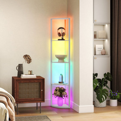 B&Q -  Rgb Led Floor Lamp With Shelves And Remote Control For Living Room