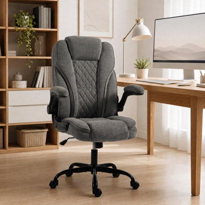 B&Q -  Office ChairComputer Desk Chair With Flip-Up ArmrestDark Grey