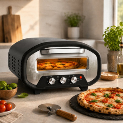 Homcom 12 Inch Electric Countertop Pizza Maker With 3 Knob Control, 2200W - Image 6