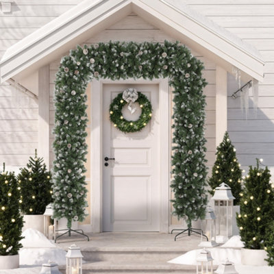 B&Q -  8.2 Ft Snow Frosted Christmas Tree ArchDoorway Decor With 1800 Tips - Image 9