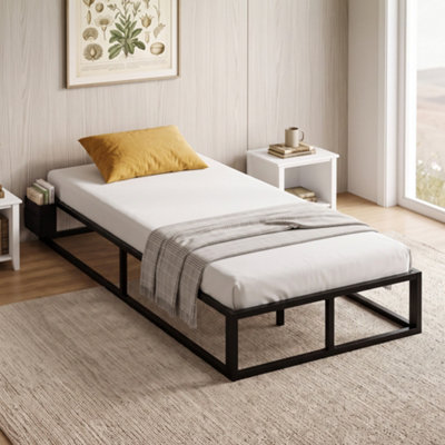 B&Q -  12 Slats Metal Platform Bed Frame With Storage BagBlack