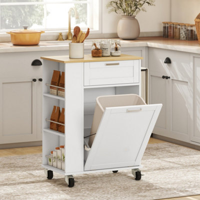 Homcom White Kitchen Storage Trolley On Wheels With 2 Drawers, - Image 6