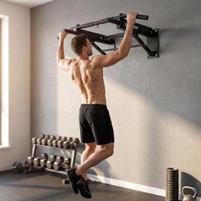 Sportnow Unisex Black Pull Up Bar Wall Mounted, Folding Chin Up Bar, Max Load 120 Kg In - Image 4