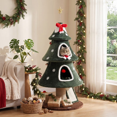 Cat Tree Christmas Cat Tower with Dual Condos Sisal Ladder 60 x 60 x 132 cm - Image 2