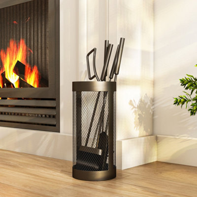 Outsunny Unisex Black Fireplace Tools Set With Basket, 5-Piece Fireside Companion Set In - Image 3