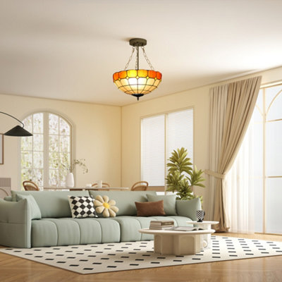 B&Q -  Tiffany Style Ceiling LightVintage Chandelier With 3 E27 Sockets