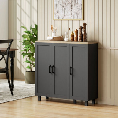 HOMCOM Sideboard Buffet Cabinet with 3 Doors & Adjustable Shelves, Black - Image 8