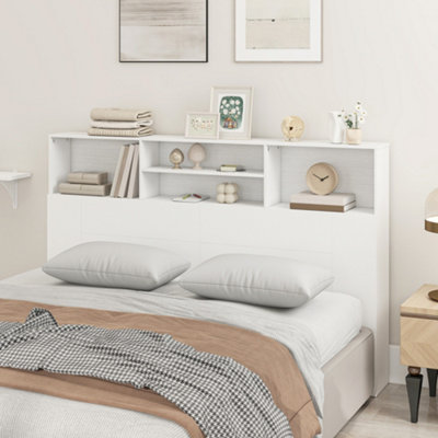 Homcom Unisex White Headboard With Storage And 4 Open Compartments, King - Image 6