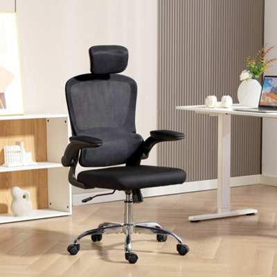 Homcom High Back Mesh Computer Desk Chair With Lumbar SupportBlack from B&Q