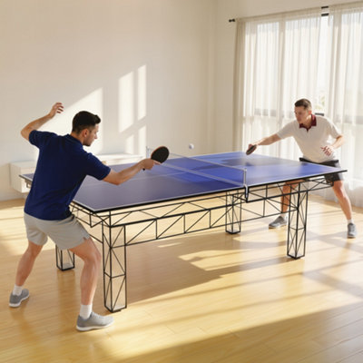 Sportnow Unisex Blue 9 Ft Folding Ping Pong Table Top For Billiard Tables With Net In - Image 5