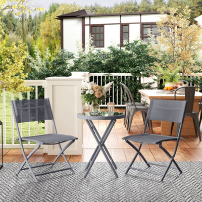 Outsunny Grey 2 Seater Glass Top Bistro Set - Image 8