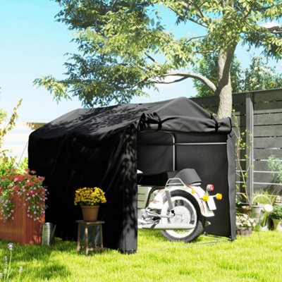 Outsunny Garden Tool Storage Shed With Roll-Up Zipper Door, Black