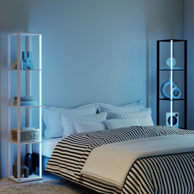 B&Q -  Rgb Led Floor Lamp With Shelves And Remote Control For BedroomBlack