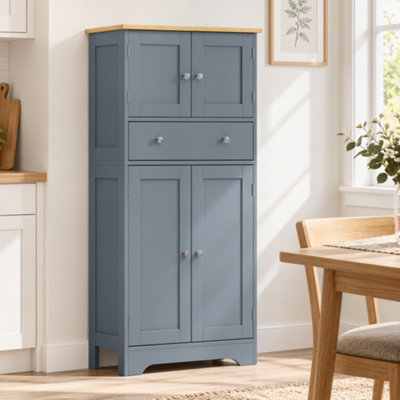 Homcom Unisex Blue Modern Kitchen Cupboard With 4 Doors And Adjustable Shelf, Grey - Image 7