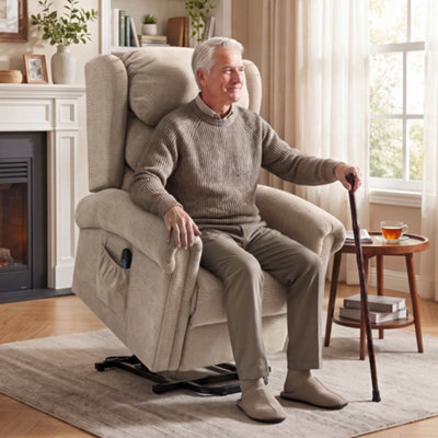 B&Q -  Power Lift Recliner Chair For Elderly With Remote ControlKhaki