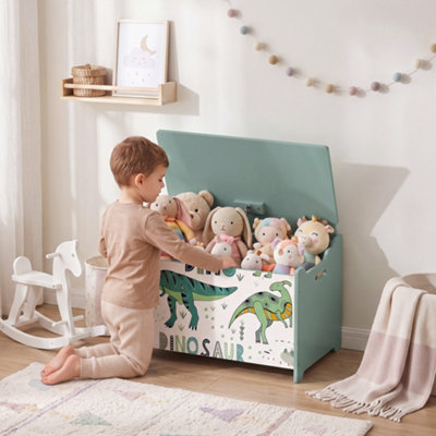Aiyaplay Unisex Green Storage Chest, Wooden Toy Chest With Lid, Security Hinges In 49.5L - Image 2