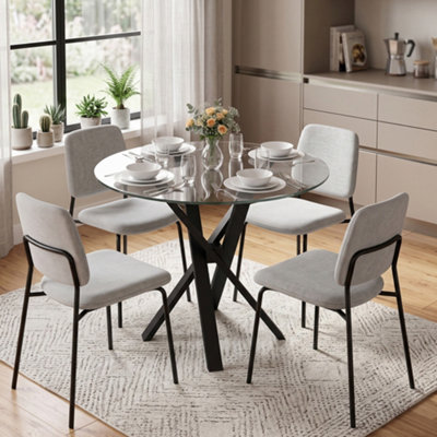 Homcom Round Dining Table, 80Cm Kitchen Table W/ Tempered Glass Top, Clear - Image 7
