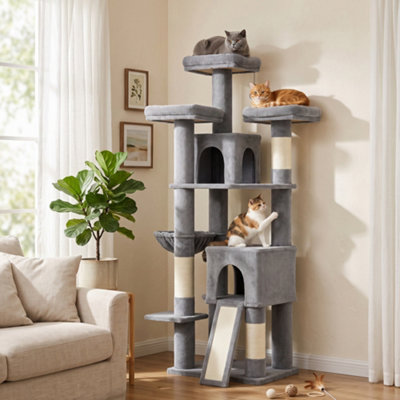 Pawhut 184Cm Large Cat Tree, Multi-Level Tall Kitty Tower, Dark Grey