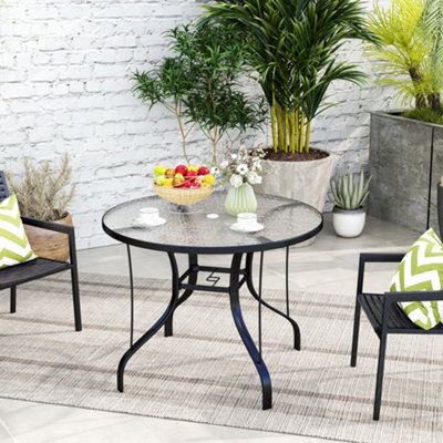Outsunny Outdoor Dining Table With Parasol HoleRound96.5 X 96.5 X 71 Cm from B&Q