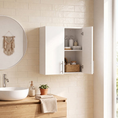 Homcom White Bathroom Wall Cabinet, Wall-Mounted Bathroom Storage Cabinet With 2 Doors, Adjustable Shelf For Kitchen, - Image 7