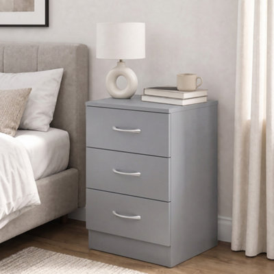 Homcom Grey Three-Drawer Simple Bedside Table - Image 7