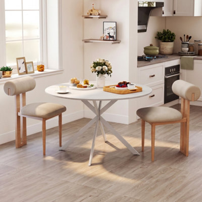 Homcom Unisex White Dining Table For 4, Industrial Kitchen Table With Steel Legs In 120 Cm - Image 3