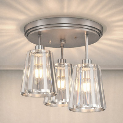 HOMCOM 3-Light Crystal Ceiling Light with Dual Mounting, Silver - Image 7