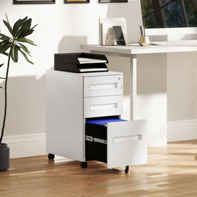 Vinsetto Lockable Mobile Filing Cabinet W/ 3 Drawers 30 X 43.5 X 60 Cm White from B&Q