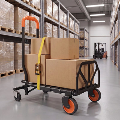 Rackhams Black/Orange Multi-Purpose Foldable Trolley, And - Image 5