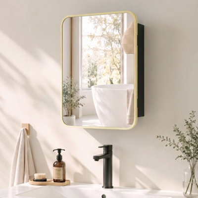 Homcom Bathroom Medicine Mirror Cabinet With Storage, Natural Wood Finish - Image 7