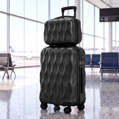Homcom 2-Piece Luggage Set, Hard Shell Suitcase Set With Tsa Lock, Black