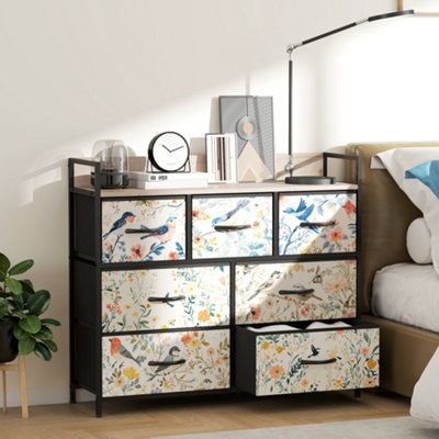 Homcom 7-Drawer Chest Of DrawersFabric DresserWhite from B&Q