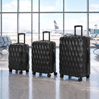 Homcom 3-Piece Suitcase Set Carry On & Checked Luggages, 20"/24/"28", Black