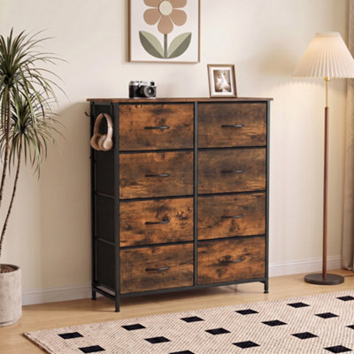 Homcom Chest Of Drawers For Bedroom, 8 Fabric Drawers, Rustic Brown - Image 5