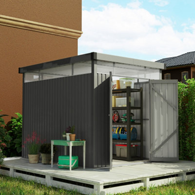 Outsunny 5.3 X 8.5Ft Galvanised Steel Garden Shed With Roof Windows from B&Q
