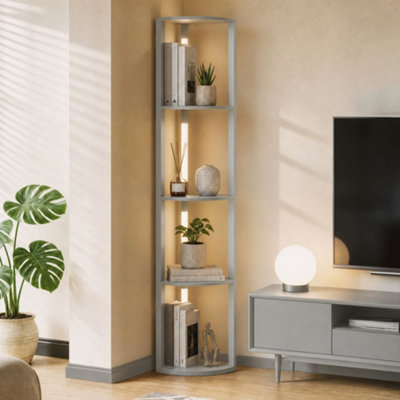 Homcom Corner Floor Lamp With Warm White Led Light, Grey - Image 7