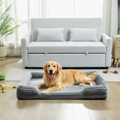 B&Q -  Dog Sofa BedWashable Pet Bed With Non-Slip BottomGrey