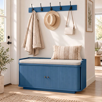 Homcom (Blue) Hallway Furniture Set With Shoe Bench And Coat Rack - Image 7