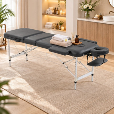 Homcom Black Portable Massage Table Beauty Therapy Sofa Bed Spa Aluminium - Image 7