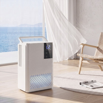 HOMCOM 400mL/Day Small Dehumidifier, RGB Mood Lights for Home Bedroom in White - Image 8