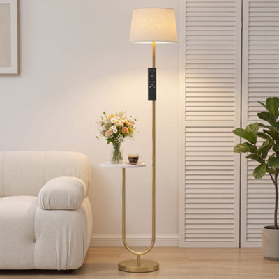 Homcom Unisex Gold Modern Floor Lamp With Shelf, Dimmable Floor Lamp In Infant - Image 8