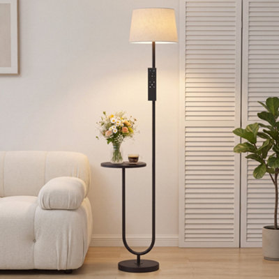 Homcom Unisex Black Modern Floor Lamp With Shelf, Dimmable Floor Lamp In Infant - Image 8