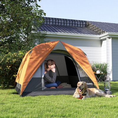 Outsunny 3-4 Person Camping TentWaterproof TentOrange And Grey from B&Q