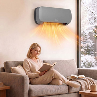 Homcom Grey Wall Mounted 2000W Ceramic Heater With 3 Heat Settings, - Image 7